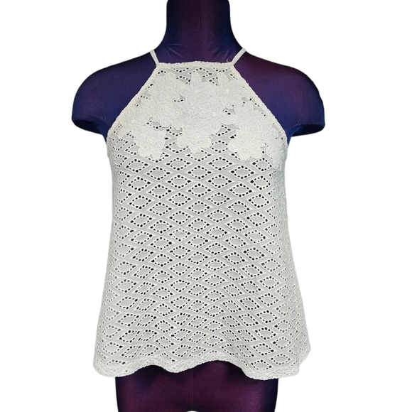 Zara Trafaluc White Eyelet Halter Tank Top Size Small Women's - Picture 8 of 8